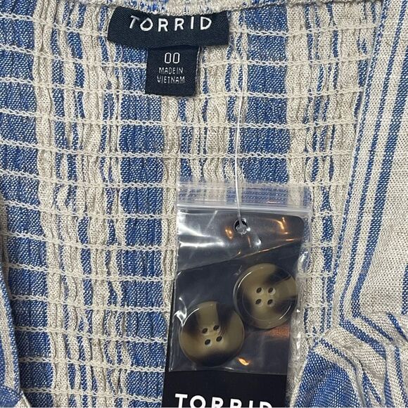 Torrid Linen Blend Button Front Crop Tank Size 00 8/10 - Picture 6 of 7